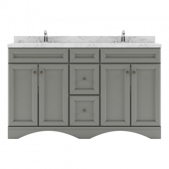 Talisa 60" Double Bath Vanity in Gray, Quartz Top, Sinks, ED-25060-CMSQ-GR-NM