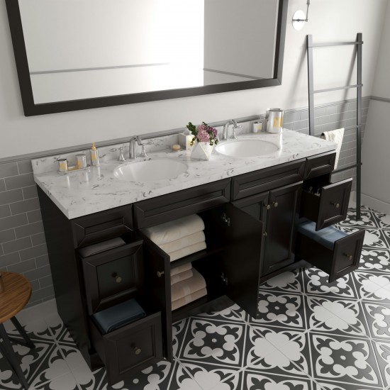 Talisa 72" Double Bath Vanity Espresso, Quartz Top, Sinks, ED-25072-CMRO-ES-001