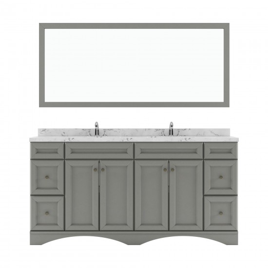 Talisa 72" Double Bath Vanity in Gray, Quartz Top, Sinks, ED-25072-CMRO-GR