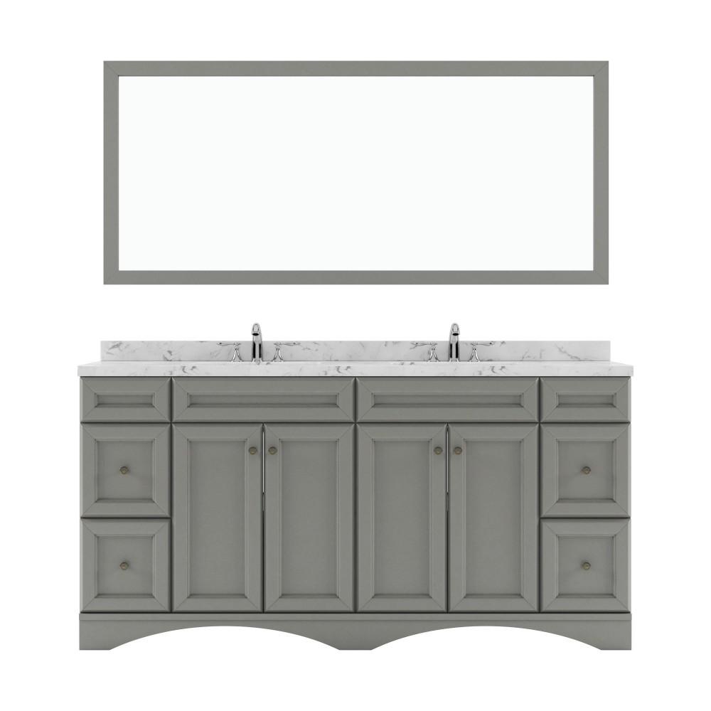 Talisa 72" Double Bath Vanity in Gray, Quartz Top, Sinks, ED-25072-CMRO-GR-001