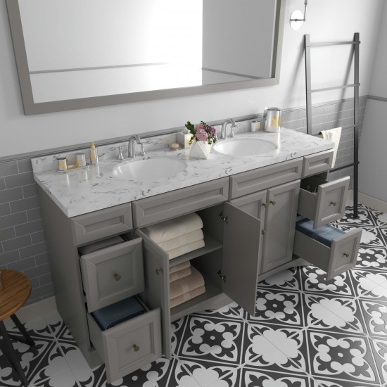 Talisa 72" Double Bath Vanity in Gray, Quartz Top, Sinks, ED-25072-CMRO-GR-001