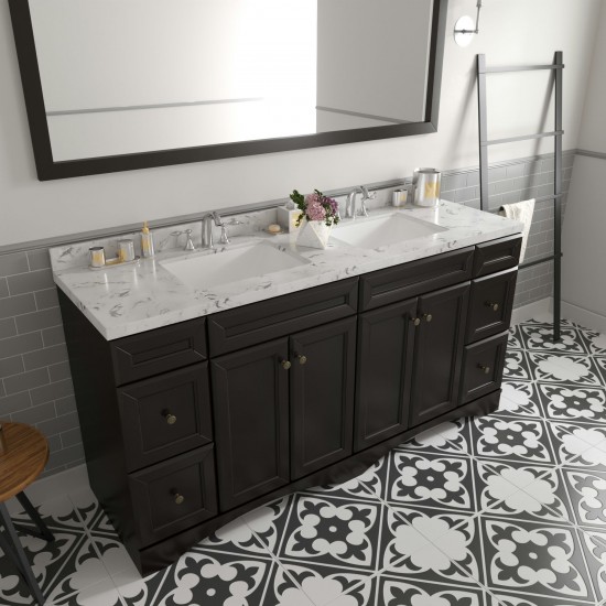 Talisa 72" Double Bath Vanity Espresso, Quartz Top, Sinks, ED-25072-CMSQ-ES-001