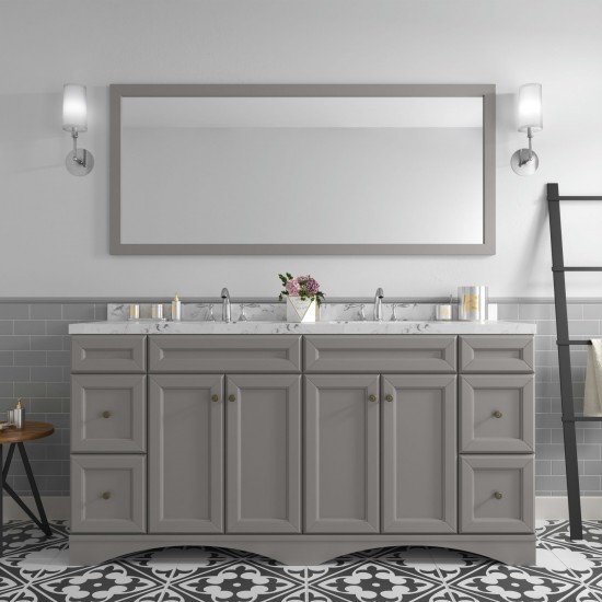 Talisa 72" Double Bath Vanity in Gray, Quartz Top, Sinks, ED-25072-CMSQ-GR-002