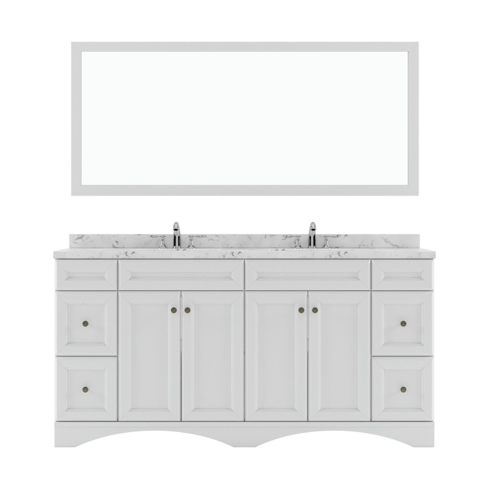 Talisa 72" Double Bath Vanity in White, Quartz Top, Sinks, ED-25072-CMSQ-WH-001