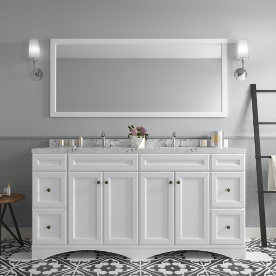 Talisa 72" Double Bath Vanity in White, Quartz Top, Sinks, ED-25072-CMSQ-WH-001