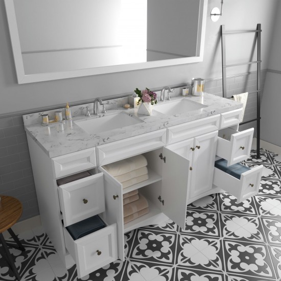 Talisa 72" Double Bath Vanity in White, Quartz Top, Sinks, ED-25072-CMSQ-WH-001