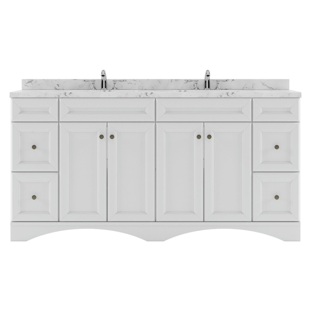 Talisa 72" Double Bath Vanity in White, Quartz Top, Sinks, ED-25072-CMSQ-WH-NM