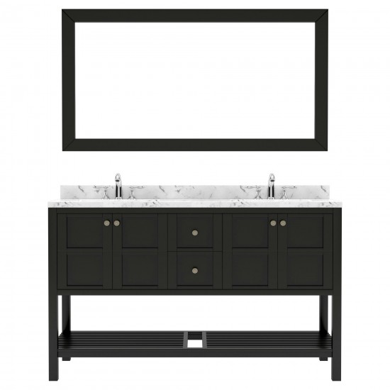 Winterfell 60" Bath Vanity in Espresso, Quartz Top, Sinks, ED-30060-CMRO-ES