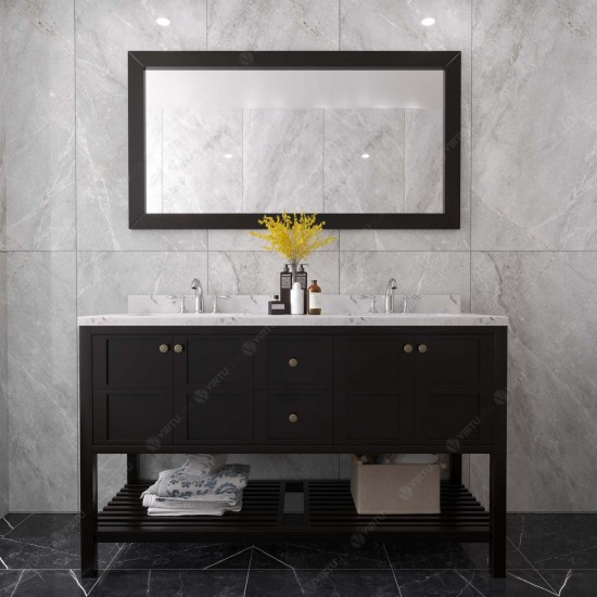 Winterfell 60" Bath Vanity in Espresso, Quartz Top, Sinks, ED-30060-CMRO-ES
