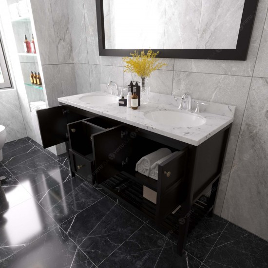 Winterfell 60" Bath Vanity in Espresso, Quartz Top, Sinks, ED-30060-CMRO-ES