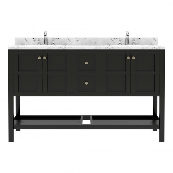 Winterfell 60" Bath Vanity in Espresso, Quartz Top, Sinks, ED-30060-CMRO-ES-NM