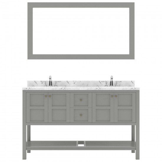 Winterfell 60" Double Bath Vanity in Gray, Quartz Top, Sinks, ED-30060-CMRO-GR