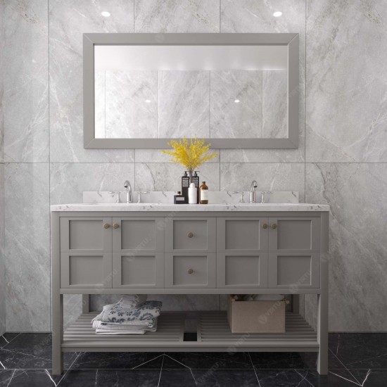 Winterfell 60" Double Bath Vanity in Gray, Quartz Top, Sinks, ED-30060-CMRO-GR