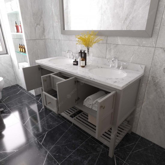 Winterfell 60" Double Bath Vanity in Gray, Quartz Top, Sinks, ED-30060-CMRO-GR