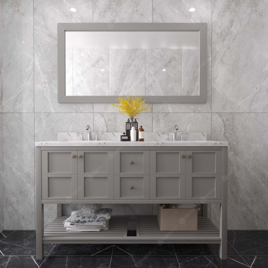 Winterfell 60" Double Bath Vanity Gray, Quartz Top, Sinks, ED-30060-CMRO-GR-001