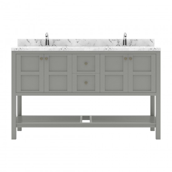 Winterfell 60" Double Bath Vanity Gray, Quartz Top, Sinks, ED-30060-CMRO-GR-NM