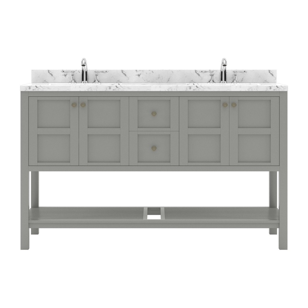 Winterfell 60" Double Bath Vanity Gray, Quartz Top, Sinks, ED-30060-CMRO-GR-NM