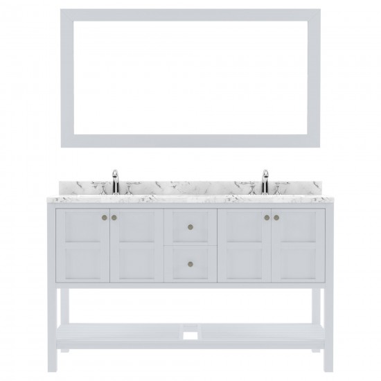 Winterfell 60" Double Bath Vanity White, Quartz Top, Sinks, ED-30060-CMRO-WH-001