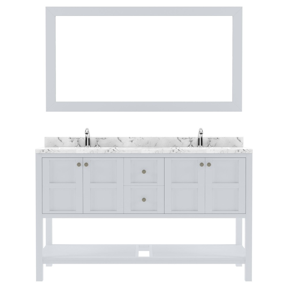 Winterfell 60" Double Bath Vanity White, Quartz Top, Sinks, ED-30060-CMRO-WH-001