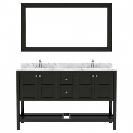 Winterfell 60" Bath Vanity in Espresso, Quartz Top, Sinks, ED-30060-CMSQ-ES-002