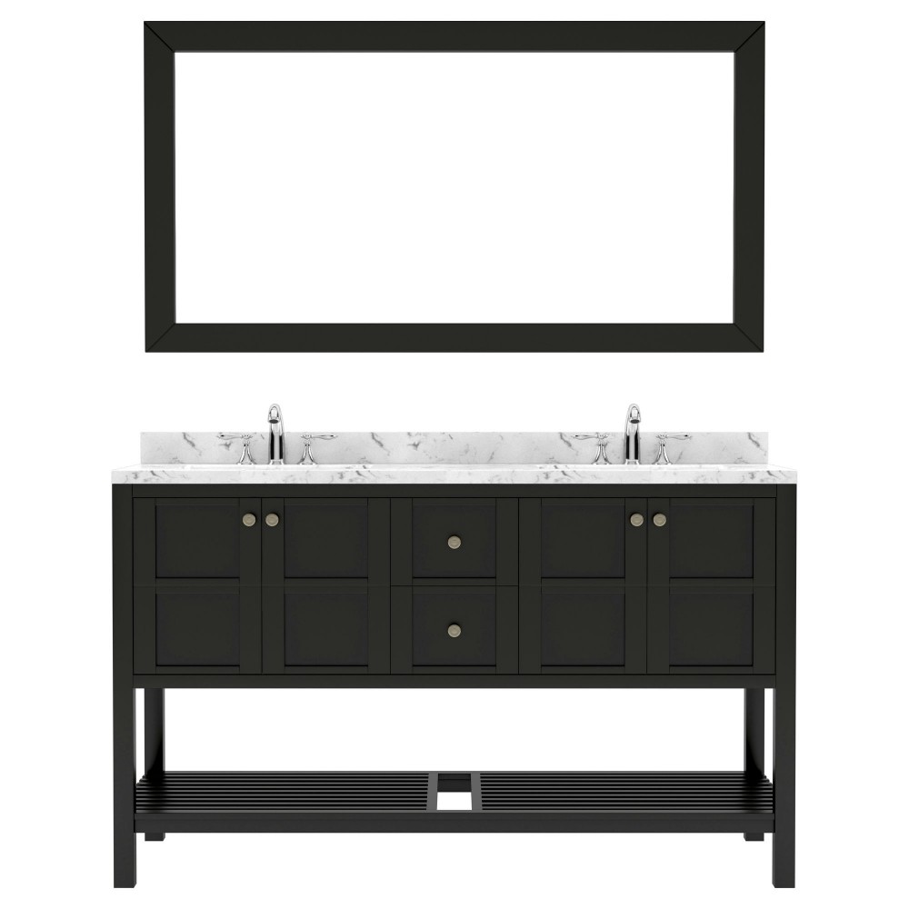 Winterfell 60" Bath Vanity in Espresso, Quartz Top, Sinks, ED-30060-CMSQ-ES-002