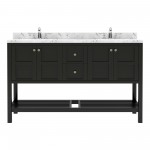 Winterfell 60" Bath Vanity in Espresso, Quartz Top, Sinks, ED-30060-CMSQ-ES-NM