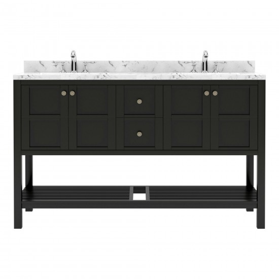 Winterfell 60" Bath Vanity in Espresso, Quartz Top, Sinks, ED-30060-CMSQ-ES-NM