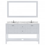 Winterfell 60" Double Bath Vanity in White, Quartz Top, Sinks, ED-30060-CMSQ-WH