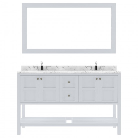 Winterfell 60" Double Bath Vanity in White, Quartz Top, Sinks, ED-30060-CMSQ-WH