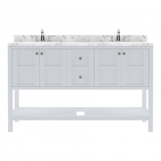 Winterfell 60" Double Bath Vanity White, Quartz Top, Sinks, ED-30060-CMSQ-WH-NM