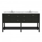 Winterfell 72" Bath Vanity in Espresso, Quartz Top, Sinks, ED-30072-CMRO-ES-NM