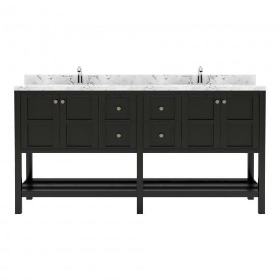 Winterfell 72" Bath Vanity in Espresso, Quartz Top, Sinks, ED-30072-CMRO-ES-NM