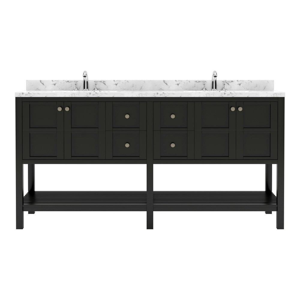 Winterfell 72" Bath Vanity in Espresso, Quartz Top, Sinks, ED-30072-CMRO-ES-NM
