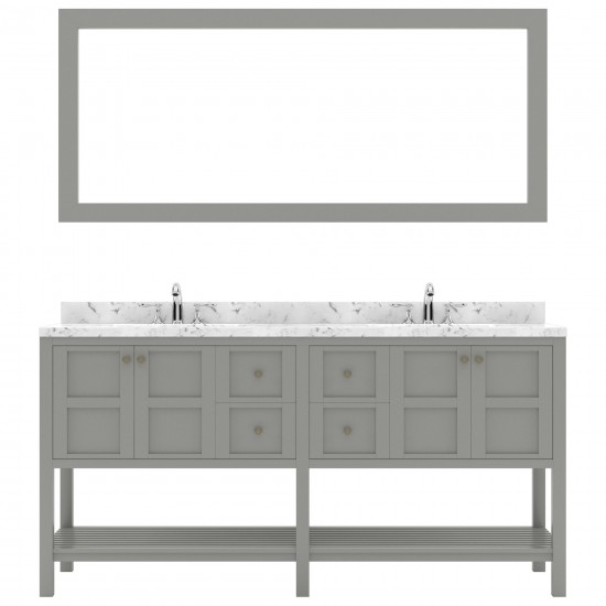 Winterfell 72" Double Bath Vanity in Gray, Quartz Top, Sinks, ED-30072-CMRO-GR