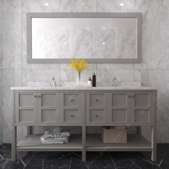 Winterfell 72" Double Bath Vanity in Gray, Quartz Top, Sinks, ED-30072-CMRO-GR