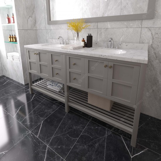 Winterfell 72" Double Bath Vanity Gray, Quartz Top, Sinks, ED-30072-CMRO-GR-001