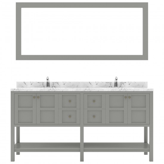 Winterfell 72" Double Bath Vanity Gray, Quartz Top, Sinks, ED-30072-CMRO-GR-002