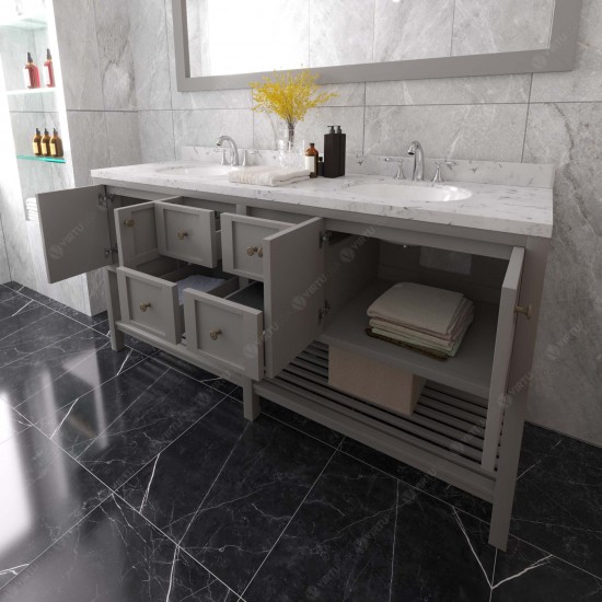 Winterfell 72" Double Bath Vanity Gray, Quartz Top, Sinks, ED-30072-CMRO-GR-002