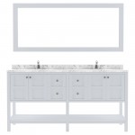 Winterfell 72" Double Bath Vanity in White, Quartz Top, Sinks, ED-30072-CMRO-WH
