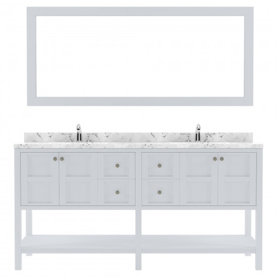 Winterfell 72" Double Bath Vanity in White, Quartz Top, Sinks, ED-30072-CMRO-WH