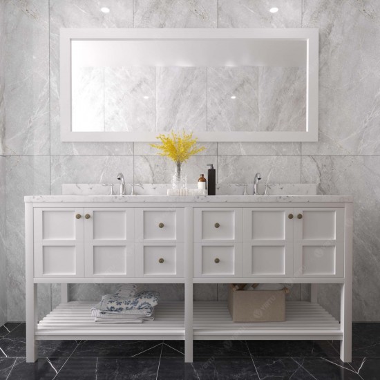 Winterfell 72" Double Bath Vanity in White, Quartz Top, Sinks, ED-30072-CMRO-WH