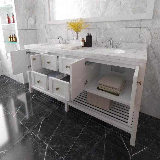 Winterfell 72" Double Bath Vanity in White, Quartz Top, Sinks, ED-30072-CMRO-WH