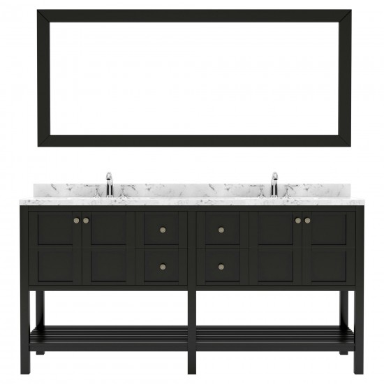 Winterfell 72" Bath Vanity in Espresso, Quartz Top, Sinks, ED-30072-CMSQ-ES