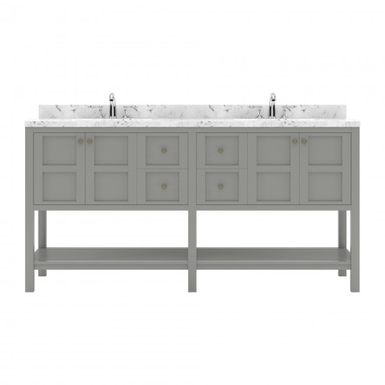 Winterfell 72" Double Bath Vanity Gray, Quartz Top, Sinks, ED-30072-CMSQ-GR-NM