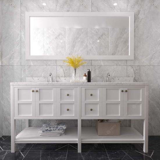 Winterfell 72" Double Bath Vanity White, Quartz Top, Sinks, ED-30072-CMSQ-WH-001