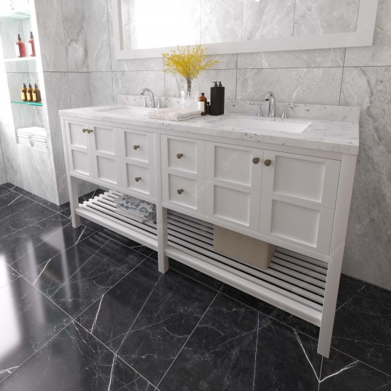 Winterfell 72" Double Bath Vanity White, Quartz Top, Sinks, ED-30072-CMSQ-WH-002
