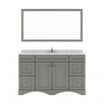 Talisa 60" Single Bath Vanity in Gray, Quartz Top, Sink, ES-25060-CMRO-GR-001