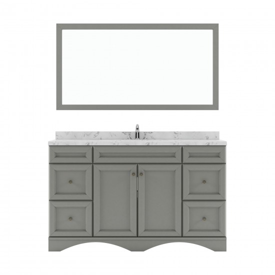 Talisa 60" Single Bath Vanity in Gray, Quartz Top, Sink, ES-25060-CMRO-GR-001