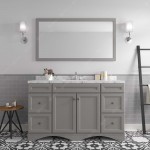 Talisa 60" Single Bath Vanity in Gray, Quartz Top, Sink, ES-25060-CMRO-GR-001