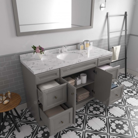 Talisa 60" Single Bath Vanity in Gray, Quartz Top, Sink, ES-25060-CMRO-GR-001